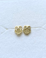 Owl Earrings for Baby, 10K Solid Gold, Newborn Baby Earrings, Baptism Gift for Baby Girl, Birthday Gift For Toddler, Presents