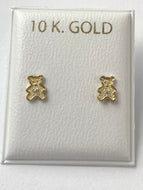 Bear Earrings for Baby, 10K Solid Gold, Newborn Baby Earrings,  for Baby Girl, Birthday Gift For Toddler, Presents