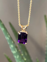 Load image into Gallery viewer, Amethyst Solitaire Pendant, 14K Solid Gold Amethyst Necklace, February Birthstone, Birthday Gift for Women,
