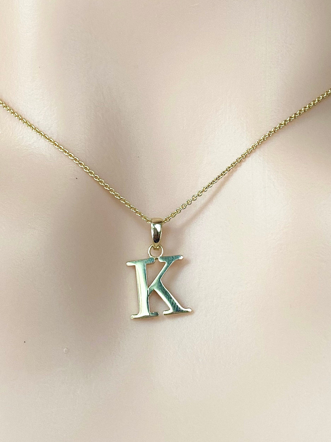 K Letter Pendant Gold, 10K Solid Gold, Small Letter Necklace, Minimalist Necklace for Woman,