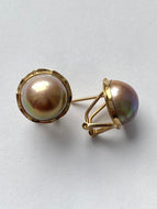 Mabé Pearl Gold Earrings, 14K Solid Gold, South Sea Pearl, Elegant Bridal Earrings, Birthday Gift for Women, Jewelry for Woman