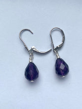 Load image into Gallery viewer, Amethyst Teardrop Earrings, Sterling Silver Earrings, Birthday Gift for Women, Every Day Jewelry, Mothers Day Giftfor Wife
