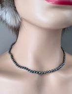 14K Black Pearl Necklace, 4mm Pearl Seed, Choker Necklace, Birthday Gift for Women, June Birthstone, Valentine’s Presents for Wife