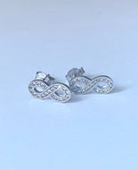 Infinity Stud Earrings, 10K Solid Gold Infinity Earrings, Small Earrings for Women, Birthday Gift for Wife,