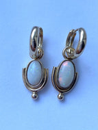 Opal Earrings Dangle, 14K Solid Gold Natural Opal Earrings, Handmade Earrings, Birthday Gift for Women, Summer Jewe