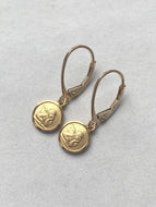 Angel Gold Earrings, 14K Solid Gold Earrings