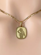 Virgo Zodiac Pendant, 18K Solid Yellow Gold  Necklace, Fancy Virgo Design