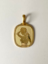 Load image into Gallery viewer, Virgo Zodiac Pendant, 18K Solid Yellow Gold  Necklace, Fancy Virgo Design
