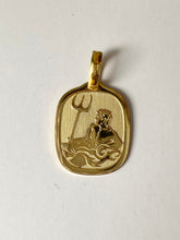 Load image into Gallery viewer, Aquarius Zodiac Pendant, 18K Solid Yellow Gold  Necklace, The Water Bearer, Fancy Aquarius Design,
