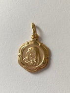 18K Virgin Mary Pendant, 14MM