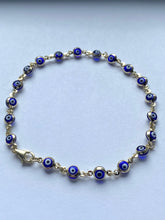 Load image into Gallery viewer, Evil Eye Gold Bracelet, 10K Solid Gold Handcrafted Bracelet, Evil Eye Jewelry, Birthday Gift for Women,

