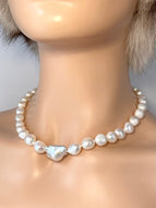 Baroque Pearl Necklace, Natural White Pearl, Modern Pearl Necklace, Statement Necklaces, Birthday Gift for Women, Jewelry for Woman