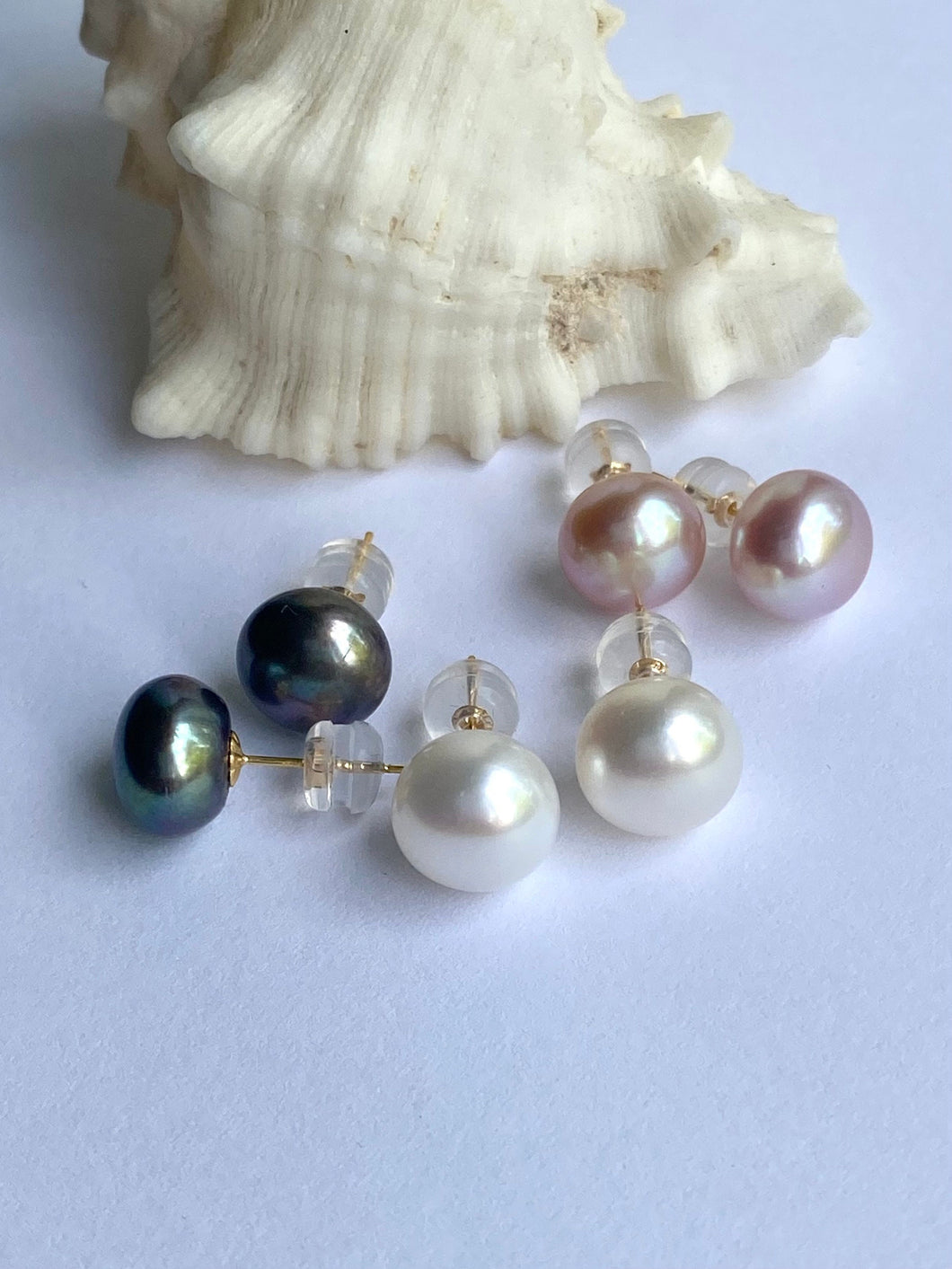 18K Pearl Stud Earrings, 9mm, Classic Pearl Earrings, Bridesmaids Gift, Birthday Gift for Women, Mothers Day Gift,