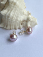 18K Pink Pearl Stud Earrings, 9mm, Classic Pearl Earrings, Bridesmaids Gift, Birthday Gift for Women, Graduation Gift for Daughter