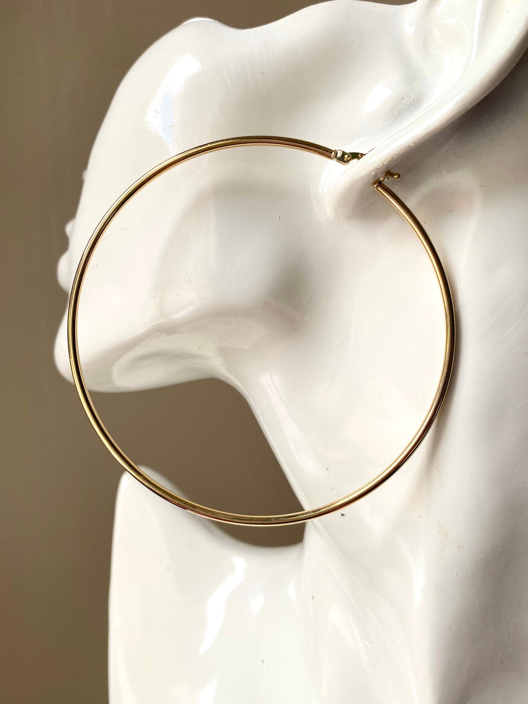 Large Hoop Earrings, 10K Solid Gold Round Hoop Earrings, Lightweight Tube Earrings, Birthday Gift for Women, Summer Jewe