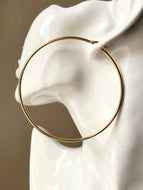 Large Hoop Earrings, 10K Solid Gold Round Hoop Earrings, Lightweight Tube Earrings, Birthday Gift for Women, Summer Jewe