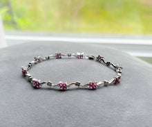 Load image into Gallery viewer, Ruby Tennis Bracelet, 18K Solid Gold Ruby Diamond Bracelet, Stacking Bracelet, Ruby Jewelry, July Birthstone, Mothers Day Gift for Wife
