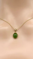 14K Gold Jade Necklace, Natural Nephrite Jade Pendant, Canadian BC Jade