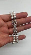 Load image into Gallery viewer, White Pearl Bracelet, 2 Row Freshwater Pearl, Versatile Statement Bracelet, Birthday Gift for Mom,

