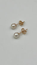 Load image into Gallery viewer, 14K Pearl Stud Earrings, 4mm Small Simple Earrings, Bridesmaids Gift, Birthday Gift for Women, Gift for Girl , Affordable Gift
