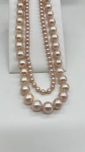 Load image into Gallery viewer, Pink Pearl Gold Necklace, 2 Row Pearl Necklace, Hand Knotted Pearl, Birthday Gift for Mom, Jewelry for Woman, Mothers Day Gift
