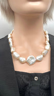 Baroque Pearl Necklace, White Freshwater, Modern Pearl Necklace, Statement Necklaces, Birthday Gift for Women, Jewelry for Woman