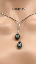 Load image into Gallery viewer, Lariat Black Pearl Necklace, Two Pearl Necklace, Sterling Silver Necklace, Birthday Gift for Women, Gift for Mom, Bridesmaids Gifts
