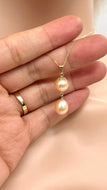 Peach Pearl Gold Necklace, 14K Solid Gold Necklace for Women, June Birthstone, Birthday Gift for Women, Jewelry for Woman