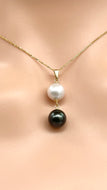 14K Pearl Black White Necklace