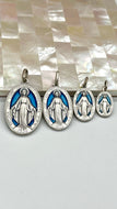 Our Lady of Miraculous, Sterling Silver Virgin Mary Medal, Enamel Religious Jewelry, Birthday Gift for Woman,