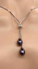 Load image into Gallery viewer, Lariat Pearl Necklace, Sterling Silver Necklace, Gift for Women, Gift for Mom, Bridesmaids Gifts, Christmas Exchange Gift
