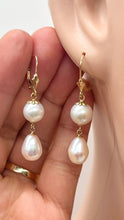 Load image into Gallery viewer, Pearl Drop Gold Earrings, 14K Solid Gold Earrings, Bride Jewelry, Summer Cocktail Jewelry, Birthday Gift for Women, Jewelry for Woman
