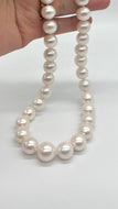 Large White Pearl Necklace, 12.5-14.5mm, White Magnetic Clasp, Wedding Necklace, Handmade Necklace for Women, Jewelry for Womans
