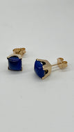 Lapis-lazuli Gold Stud Earrings, 14K Solid Gold Blue Earrings, Birthday Gift for Women, Handmade Earrings, Mothers Day Giftfor Wife
