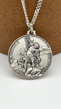 Load image into Gallery viewer, Saint Michael The Archangel, 25MM, 925 Sterling Silver, Round St. Michelle Medal, Birthday Gift For Men, Gift for Police, Gift for Soldiers
