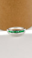 Emerald Wedding Gold Ring, 14K Princess Cut Emerald Band Ring, Wedding Ring, May Birthstone, Mothers Day Gift
