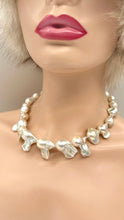 Load image into Gallery viewer, White Baroque Pearl Necklace, Freshwater Pearl Necklace, Statement Necklace, Anniversary Gift, Birthday Gift for Women, Jewelry for Woman
