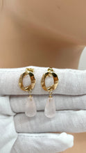 Load image into Gallery viewer, Rose Quartz Gold Earrings, 10K Solid Gold Earrings, Summer Cocktail Jewelry, Birthday Gift for Women, Jewelry for Woman
