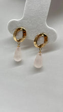 Load image into Gallery viewer, Rose Quartz Gold Earrings, 10K Solid Gold Earrings, Summer Cocktail Jewelry, Birthday Gift for Women, Jewelry for Woman
