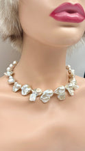 Load image into Gallery viewer, White Baroque Pearl Necklace, Freshwater Pearl Necklace, Statement Necklace, Anniversary Gift, Birthday Gift for Women, Jewelry for Woman
