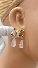 Load image into Gallery viewer, Rose Quartz Gold Earrings, 10K Solid Gold Earrings, Summer Cocktail Jewelry, Birthday Gift for Women, Jewelry for Woman
