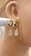 Load image into Gallery viewer, Rose Quartz Gold Earrings, 10K Solid Gold Earrings, Summer Cocktail Jewelry, Birthday Gift for Women, Jewelry for Woman
