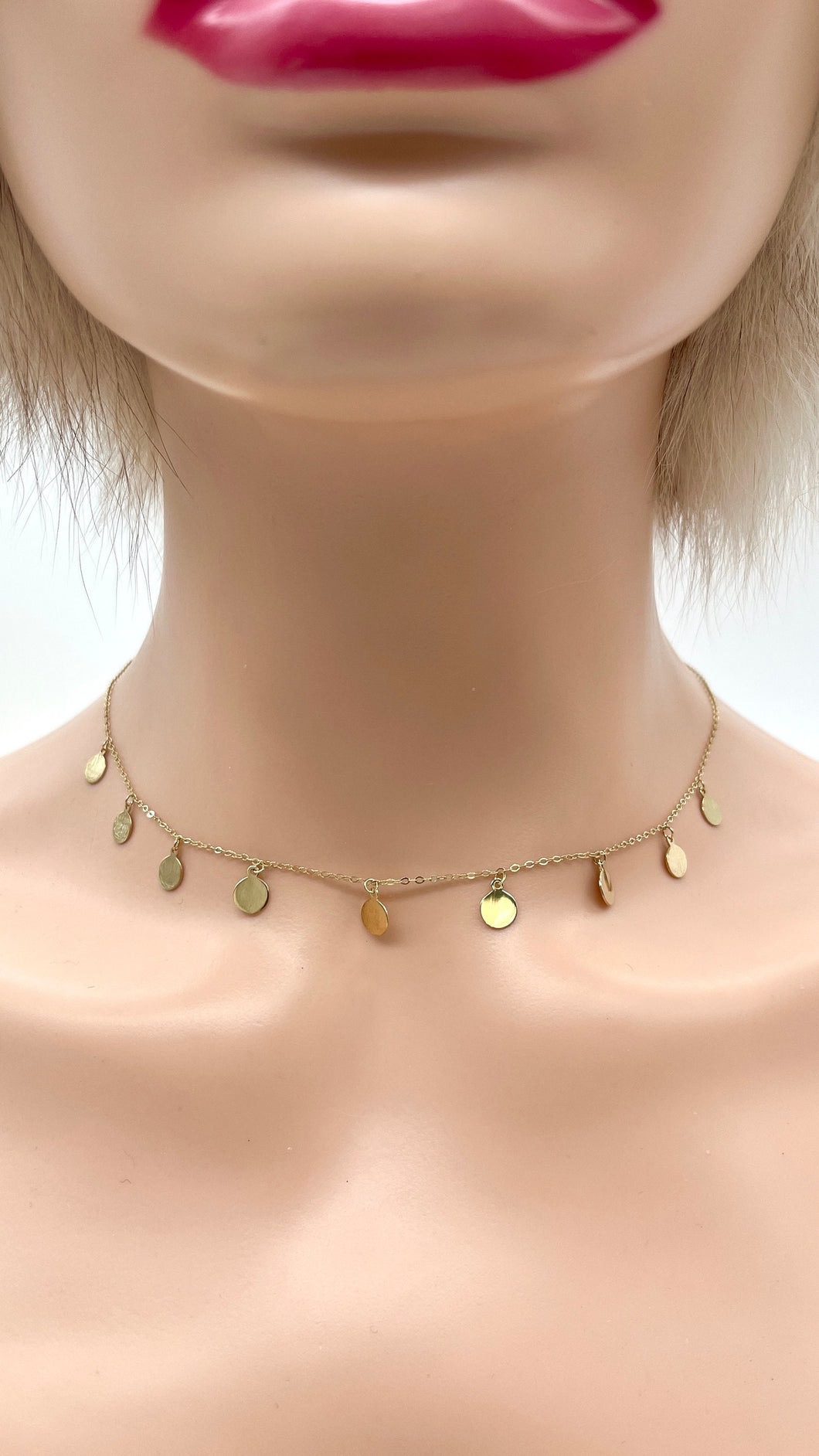 Disc Gold Necklace, 10K Solid Gold Multiples Disc, Layering Necklace, Dainty Minimalist Necklace,  Birthday Gift for Women, Mothers Day