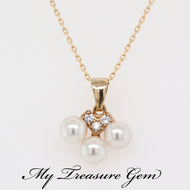 Akoya Pearl Gold Necklace, 10K 14K 18K Solid Gold, 4mm Akoya Sea Pearl Necklace, Birthday Gift for Women, Mothers Day Gift