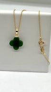18K Gold Jade Necklace, Natural Nephrite Jade Pendant