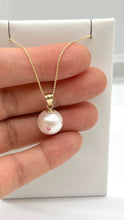 Load image into Gallery viewer, 14K Pearl Sapphire Necklace, White Pearl Necklace Encrusted with Pink Sapphire, Birthday Gift for Women, Bridesmaid Gift, Jewelry for Woman
