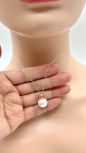 Load image into Gallery viewer, 14K Pearl Sapphire Necklace, White Pearl Necklace Encrusted with Pink Sapphire, Birthday Gift for Women, Bridesmaid Gift, Jewelry for Woman
