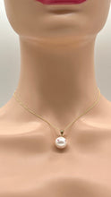 Load image into Gallery viewer, 14K Pearl Sapphire Necklace, White Pearl Necklace Encrusted with Pink Sapphire, Birthday Gift for Women, Bridesmaid Gift, Jewelry for Woman
