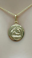Baptism Gold Pendant, 12mm, 10K 14K 18K Solid Gold Baptism Souvenir