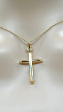 Load image into Gallery viewer, Simple Cross Gold Pendant, 14K Solid Gold Cross Necklace, Religious Jewelry, Birthday Gift for Son or Daughter, Mothers Day Gift
